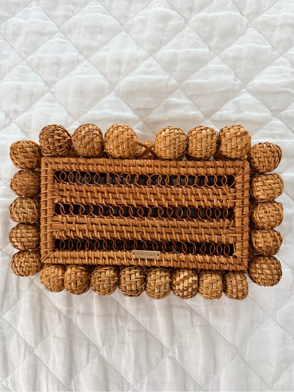 Cult Gaia Eos Rattan Box Clutch - Tan - Picture 1 of 4